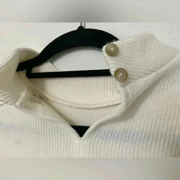 Madewell Weavemix Mockneck Bubble-Sleeve Top in Antique Cream - Picture 4 of 5